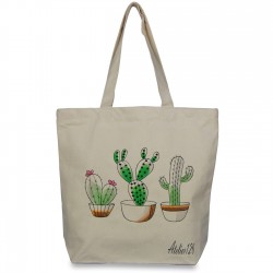 sac coton fairtrade avec broderie cactus