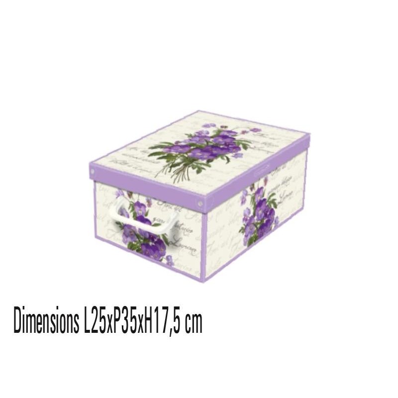 Boite de rangement carton parfumé, format Small décor violette